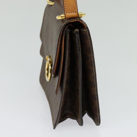 CELINE Macadam Canvas Hand Bag Pvc Leather Brown Gold - Picture 5 of 13